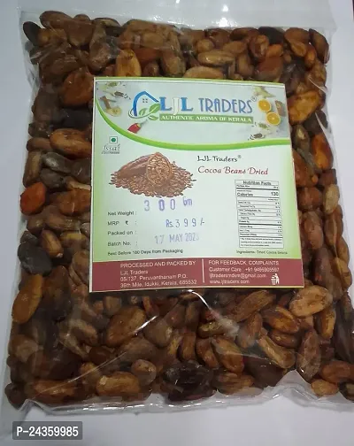 LJL Traders Organic Cacao Beans for Eating / Baking / Cooking - Pure Cacao / Cocoa / Keto (Well Fermented) - 300 g