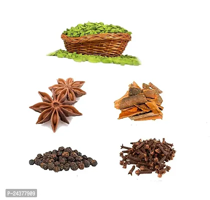 LJL Traders Kerala Whole Spices Combo Pack for Kitchen Use Clove, Cardamom, Black Pepper, Star Anise, Cinnamon - 50 GMS Each (Product of Kerala)