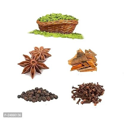 LJL Traders Kerala Whole Spices Combo Pack for Kitchen Use Clove, Cardamom, Black Pepper, Star Anise, Cinnamon - 50 GMS Each (Product of Kerala)