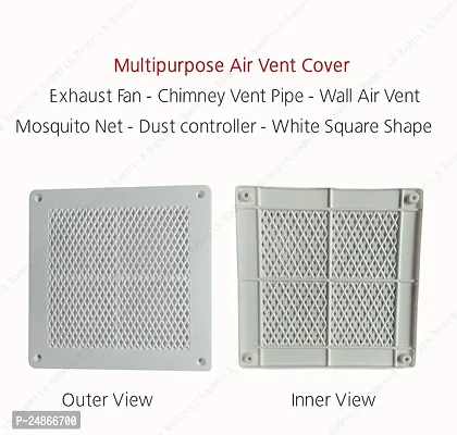 LJL Traders Wall Exhaust Fan Chimney Vent Pipe Cover Mosquito Net Dust Controller/Square Cowl Air Vent Grille Cover Ducting, Color - White, 7 Inch Square - 1 Piece-thumb3