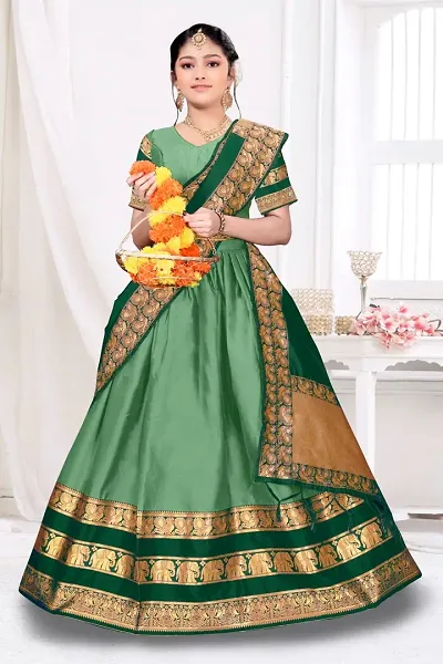 Girls Jaquard Art Silk Designer Lehenga Choli Set