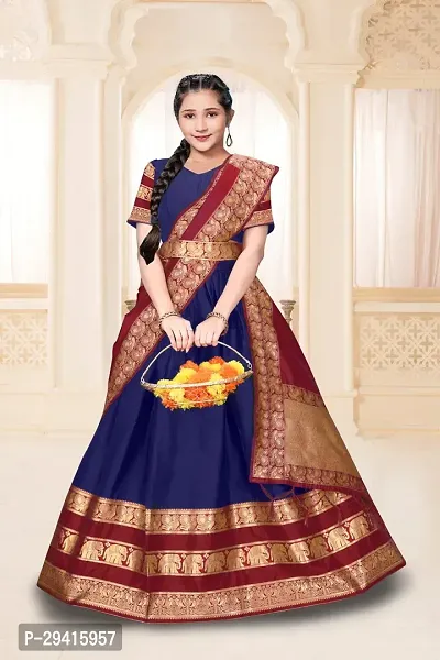 Classic Art Silk Jacquard Lehenga Choli For Girls-thumb0