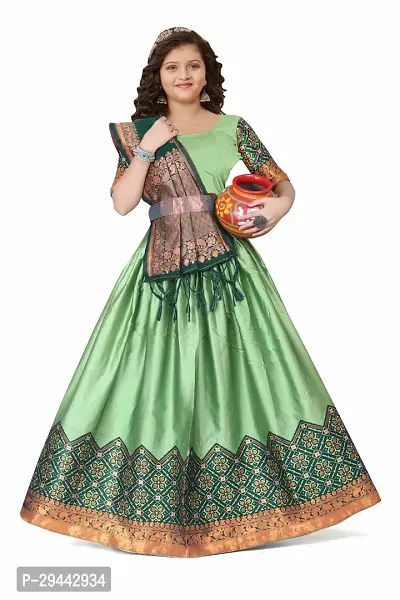 Trendy Brocade Classy Lehenga Choli For Girls - Green-thumb0