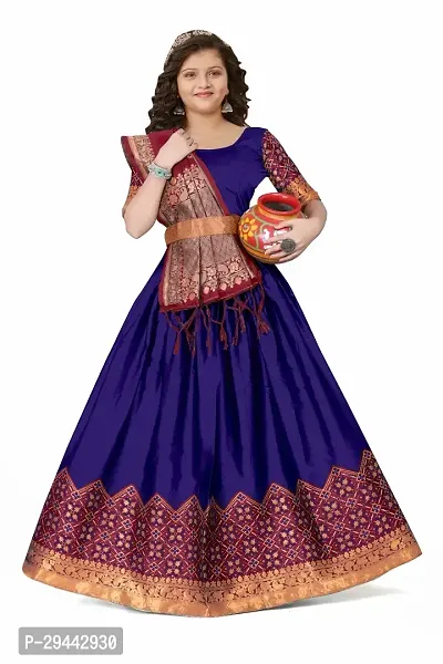 Trendy Brocade Classy Lehenga Choli For Girls - Blue-thumb0