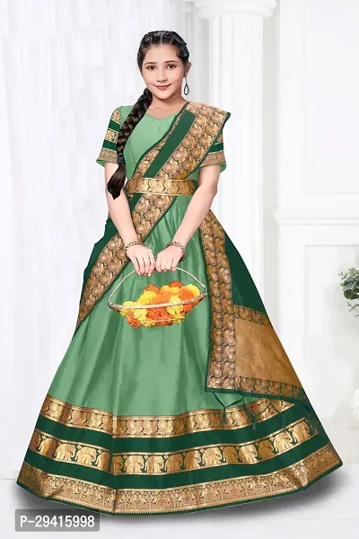 Classic Art Silk Jacquard Lehenga Choli For Girls-thumb0