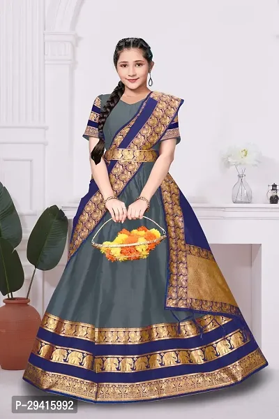 Classic Art Silk Jacquard Lehenga Choli For Girls-thumb0