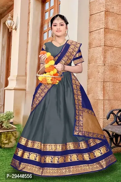 Trendy Brocade Classy Lehenga Choli For Girls - Grey-thumb0