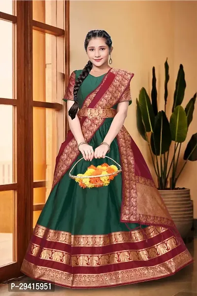 Classic Art Silk Jacquard Lehenga Choli For Girls