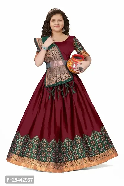 Trendy Brocade Classy Lehenga Choli For Girls - Maroon-thumb0