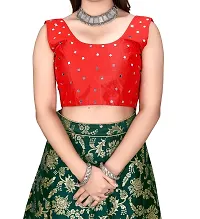 Alluring Green Jaquard Embroidered Lehenga Cholis For Girls-thumb2