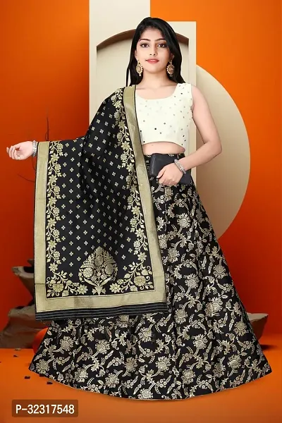 Alluring Black Jaquard Embroidered Lehenga Cholis For Girls-thumb0