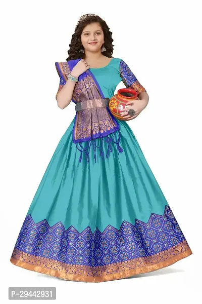 Trendy Brocade Classy Lehenga Choli For Girls - Sky Blue