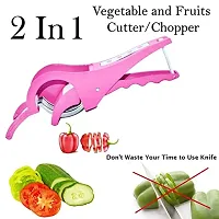 Kitchen Wrap Plastic 2 in 1 Vegetable  Fruit Multi Cutter  Peeler,Veg Cutter Sharp Stainless Steel 5 Blade Vegetable Cutter with Peeler (Multicolor, Pack of 1)-thumb1