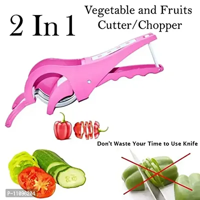 Kitchen Wrap Plastic 2 in 1 Vegetable  Fruit Multi Cutter  Peeler,Veg Cutter Sharp Stainless Steel 5 Blade Vegetable Cutter with Peeler (Multicolor, Pack of 1)-thumb2