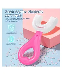 U Shaped Toothbrush for Kids Manual Whitening Toothbrush Silicone Brush Head for Kids Children Infant Toothbrush For 2-6 Years Mouth-Cleaning (Multicolor, Pack of 2)-thumb2