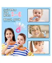 U Shaped Toothbrush for Kids Manual Whitening Toothbrush Silicone Brush Head for Kids Children Infant Toothbrush For 2-6 Years Mouth-Cleaning (Multicolor, Pack of 2)-thumb4