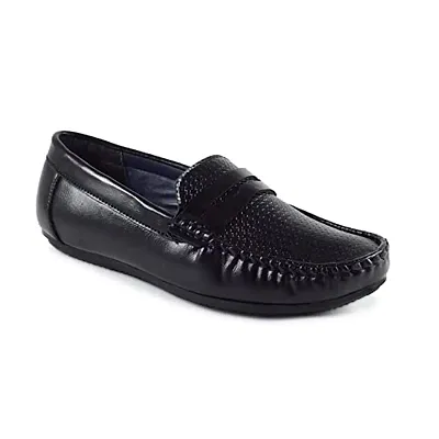STYLIANO Casual Kids Boys Loafer Shoes Color Black Size 2-5 (ST18-BLK)