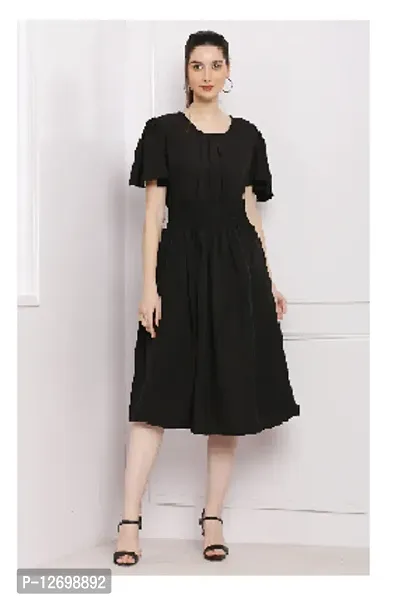Stylish Crepe Solid Dress For Women