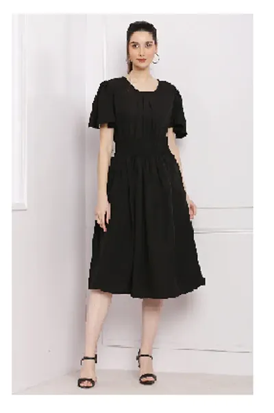 Stylish Crepe Solid Dress For Women