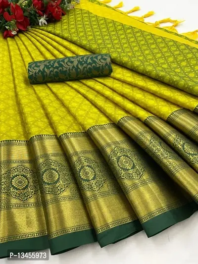 Traditional Cotton Silk  Saree with Blouse Piece for Women