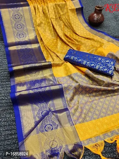 Traditional Cotton Silk  Saree with Tussle-thumb0