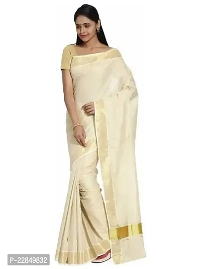 Kerala Cotton Gold Tissue Saree With Running Blouse-thumb0