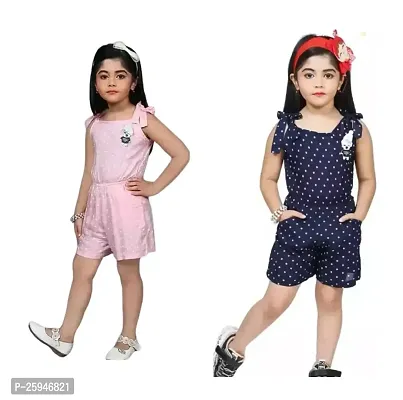 Fabulous Cotton Printed Jumpsuit For Girls Pack of 2