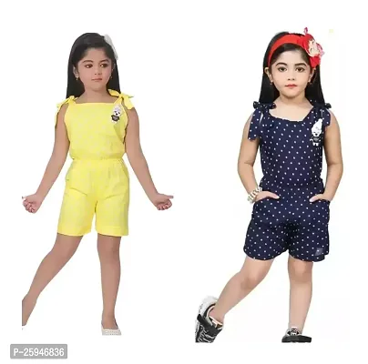 Fabulous Cotton Printed Jumpsuit For Girls Pack of 2-thumb0