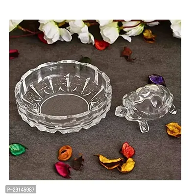 Glass Crystal Tortoise with Plate for Peace n Luck Tortoise Feng Shui and vastu 10 cm Feng Shui  Vastu Showpiece
