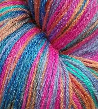 CSOK Knitting Yarn Wool Multi Blue Pink Light Orange Woolen Crochet Yarn Thread. Wool Yarn for Knitting. Woolen Thread. (300gm)-thumb1