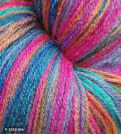 CSOK Knitting Yarn Wool Multi Blue Pink Light Orange Woolen Crochet Yarn Thread. Wool Yarn for Knitting. Woolen Thread. (300gm)-thumb2