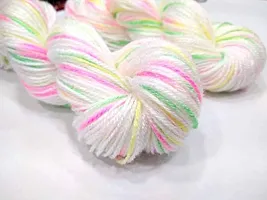 CSOK Knitting Yarn Wool Multi White Yellow Pink Green Woolen Crochet Yarn Thread. Wool Yarn for Knitting. Woolen Thread. (200gm)-thumb1