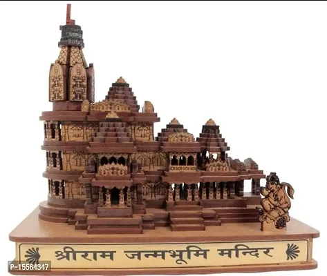 Handmade Wooden Shri Ram mandir Ayodhya 3D Wood Tempal for Home Decoration, Office, and Gift, Full Polished (Medium)-thumb0