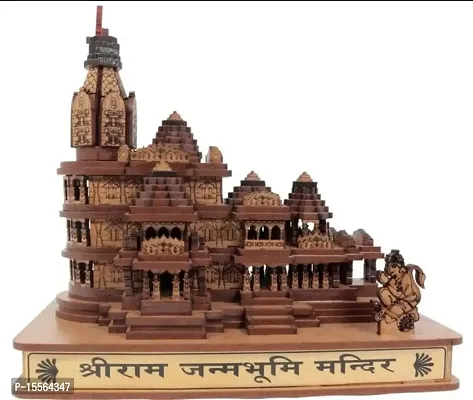 Handmade Wooden Shri Ram mandir Ayodhya 3D Wood Tempal for Home Decoration, Office, and Gift, Full Polished (Medium)-thumb0