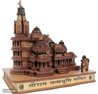Handmade Wooden Shri Ram mandir Ayodhya 3D Wood Tempal for Home Decoration, Office, and Gift, Full Polished (Medium)-thumb5