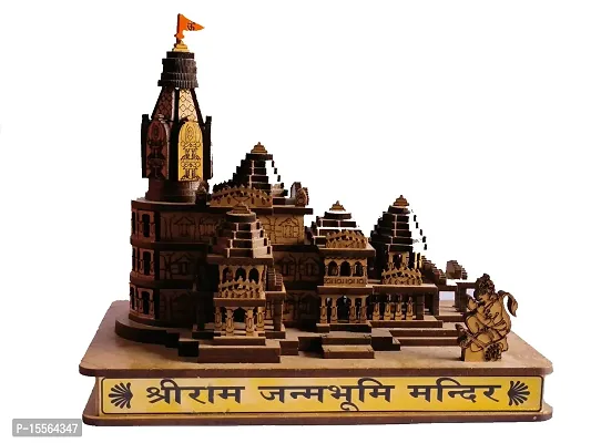 Handmade Wooden Shri Ram mandir Ayodhya 3D Wood Tempal for Home Decoration, Office, and Gift, Full Polished (Medium)-thumb3