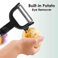 2-in-1 Double Julienne and Vegetable Straight Peeler Slicer Double Planing Cutter Potato Carrot Grater (Black)-thumb2