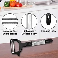 2-in-1 Double Julienne and Vegetable Straight Peeler Slicer Double Planing Cutter Potato Carrot Grater (Black)-thumb4