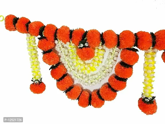 SHREYA-FASHION - Artificial Marigold Mogra Flowers Door Toran / Door Hangings for Home, Office, Garden Decorations Diwali, All Festivals (Orange)-thumb2