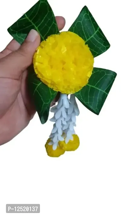 SHREYA-FASHION - Marigold Lilly Flowers Traditional Decoration at Home | Easy Simple Backdrop for Wedding Decoration, Haldi, Mehndi - Pooja Decoration/House Warming Function (Yellow+Orange+Green, 8)-thumb4