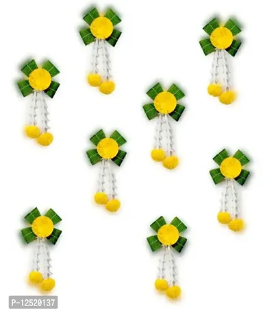 SHREYA-FASHION - Marigold Lilly Flowers Traditional Decoration at Home | Easy Simple Backdrop for Wedding Decoration, Haldi, Mehndi - Pooja Decoration/House Warming Function (Yellow+Orange+Green, 8)