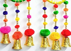 Beautiful Colourful Gota Pom Pom Dream Catchers Diwali Decoration Set Of 2-thumb2
