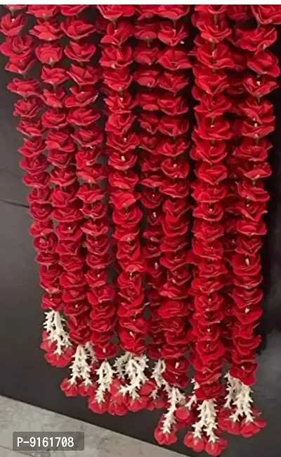 Handmade Artificial Red Ross Roses String Ladi More Than 53 Flowers in Each String For Home Office Decoration-thumb0