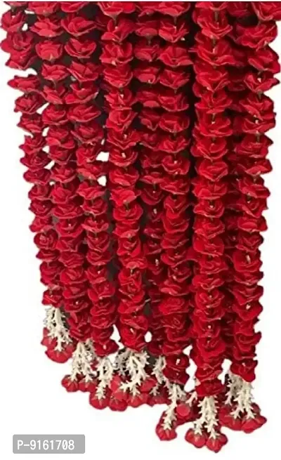 Handmade Artificial Red Ross Roses String Ladi More Than 53 Flowers in Each String For Home Office Decoration-thumb2
