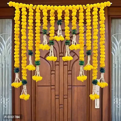 Artificial Marigold Yollew Flowers Garlands Hanging Door Toran Latkans For Home, Office, Garden Diwali Decorations