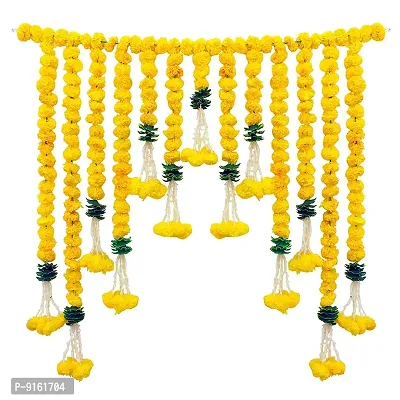 Artificial Marigold Yollew Flowers Garlands Hanging Door Toran Latkans For Home, Office, Garden Diwali Decorations-thumb2
