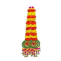 Artificial Marigold Flowers String With Decorative Bells Wall,Door Hanging For Home And Festival Decoration Pack Of 4-thumb3