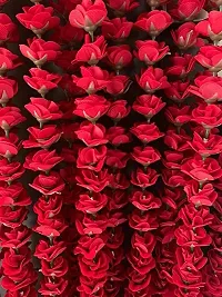 Sellplus Artificial Red Ross (Gulab), 53 Flowers In Each String/Ladi & 155 Cm/ 5 Ft Long, Garland For Decoration Festival Navratri, Diwali, Marriages, Temple And Home/Office Inauguration Pack Of 4-thumb2