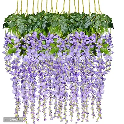 DearHouse 6 Pieces 3.6 Feet Artificial Wisteria Garland, Artificial Flowers Garland Silk Wisteria Vine Hanging Flower for Wedding Home Party Garden Outdoor-thumb0