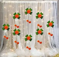 SHREYA-FASHION - Marigold Lilly Flowers Traditional Decoration at Home | Easy Simple Backdrop for Wedding Decoration, Haldi, Mehndi - Pooja Decoration/House Warming Function (Orange, 8)-thumb1